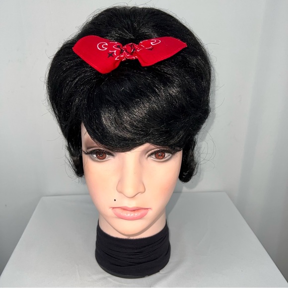 Red Paisley Rockabilly Bandana Knotted Hair Bow - Picture 2 of 11